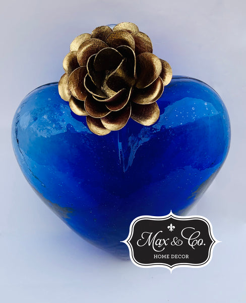 Hand-Blown Glass Heart - Blue